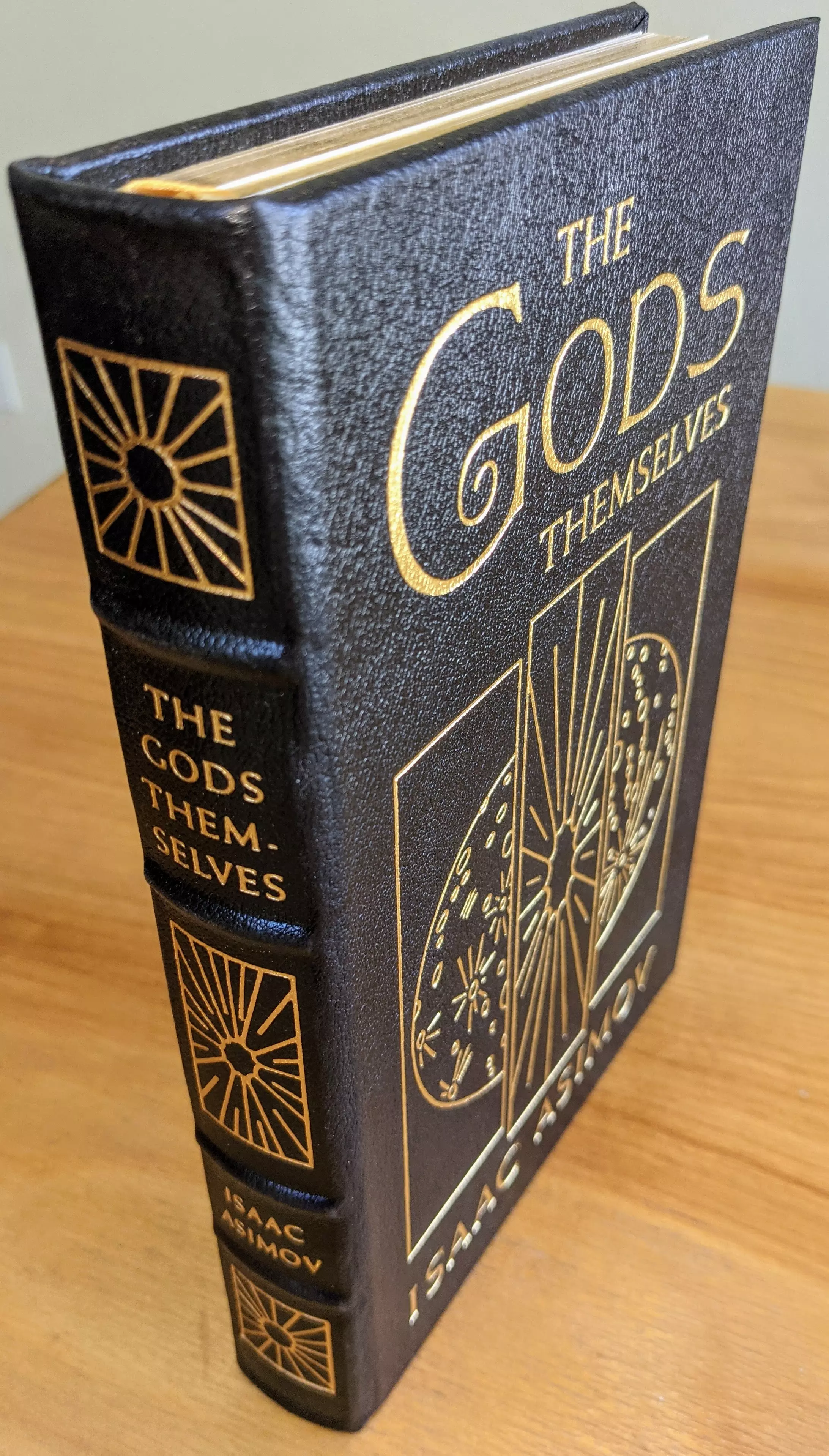 Stunning Black Leather Bound hardback book with hubbed spine, cover artwork in 22kt gold, printed on archival paper with gold gilded edges, smyth sewing & concealed muslin joints
	  - original artwork by Unknown